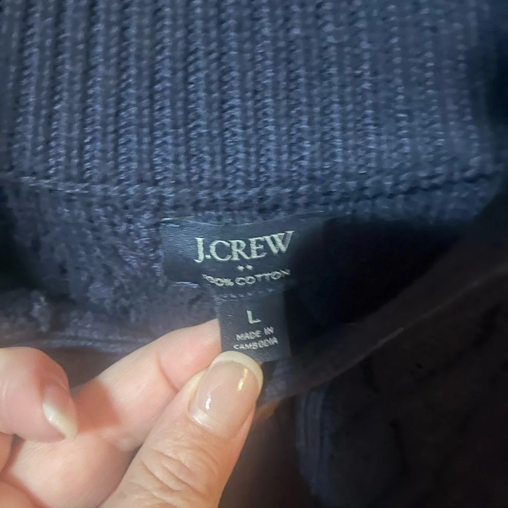 J. Crew Men's Dark Blue fisherman cable sweater Turtleneck - Men’s large